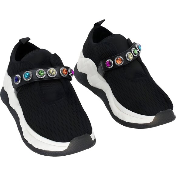 Kurt Geiger London Shoes - Kurt Geiger London Knit Jewel Slip-On Sneakers Black Women's EU 39